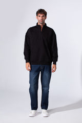 Men's Half Zip Melton Regular Fit Sweatshirt With A Distinctive Back Print
