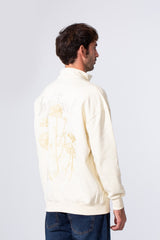 Men's Half Zip Melton Regular Fit Sweatshirt With A Distinctive Back Print