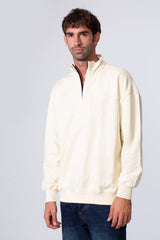 Men's Half Zip Melton Regular Fit Sweatshirt With A Distinctive Back Print