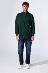 Men's Half Zip Melton Regular Fit Sweatshirt With A Distinctive Back Print