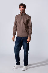 Men's Front Half Zip Slim Fit Long Collar Sweatshirt