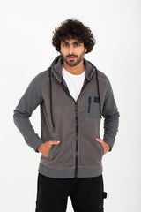 Men's Hooded Full Zipper Basic With Front & Side Pockets Padded Sweatshirt