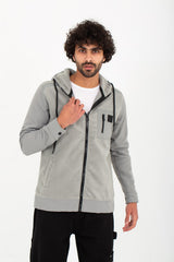 Men's Hooded Full Zipper Basic With Front & Side Pockets Padded Sweatshirt