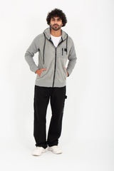 Men's Hooded Full Zipper Basic With Front & Side Pockets Padded Sweatshirt