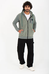 Men's Hooded Full Zipper Basic With Front & Side Pockets Padded Sweatshirt