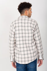 Men's Padded Fur Checked Regular Fit With Two Front Pockets Shirt