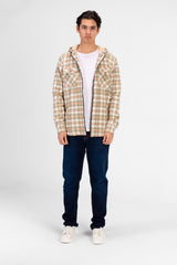 Men's Slim Fit Full Zip Fur Padded Checked Shirt