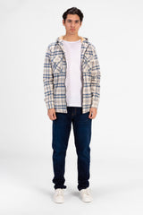 Men's Slim Fit Full Zip Fur Padded Checked Shirt