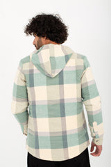 Men's Regular Fit Padded Zipper Made Of Soft Wool Hooded Checked Shirt