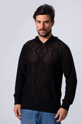 Men's Slim Fit Cotton Transparent Hood Pullover With Long Sleeves