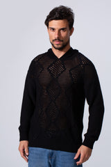 Men's Slim Fit Cotton Transparent Hood Pullover With Long Sleeves