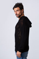 Men's Slim Fit Cotton Transparent Hood Pullover With Long Sleeves