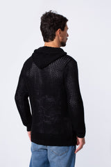 Men's Transparent Zip-Up Hood Slim Fit Pullover