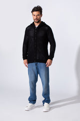 Men's Transparent Zip-Up Hood Slim Fit Pullover