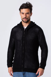 Men's Transparent Zip-Up Hood Slim Fit Pullover