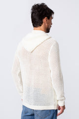 Men's Transparent Zip-Up Hood Slim Fit Pullover