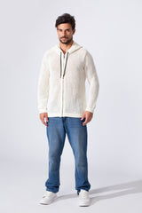 Men's Transparent Zip-Up Hood Slim Fit Pullover