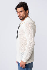 Men's Transparent Zip-Up Hood Slim Fit Pullover