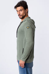 Men's Slim Fit Cotton Hood Pullover With Long Sleeves And Pockets