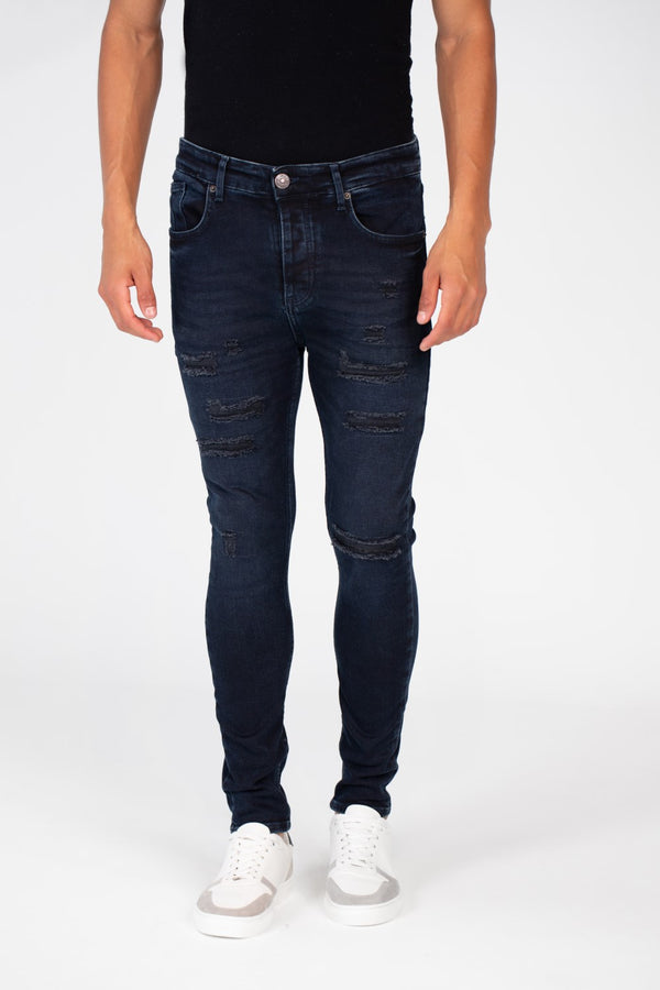 Men's Super Skinny Cutting Jeans Pants With Badge Tomato On The Back