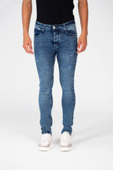 Men's Skinny Cutting Jeans Pants With Five Pockets And Badge Tomato In The Back