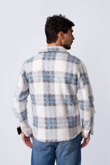 Men's Winter Wool Slim Fit Checked Shirt With Front Pockets And Long Sleeves