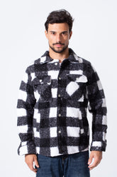 Men's Winter Wool Slim Fit Long Sleeves Shirt With Pockets