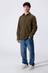Men's Long Sleeved Winter Regular Fit Velvet Shirt