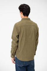 Men's Velvet Long Sleeves Shirt With Front Pockets