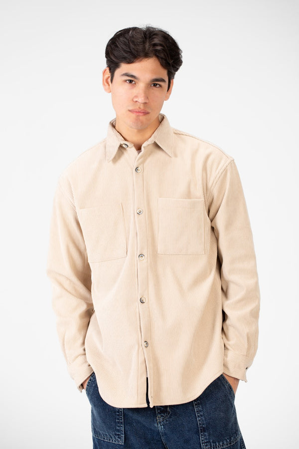 Men's Basic Velvet Shirt With Front Pockets And Long Sleeves