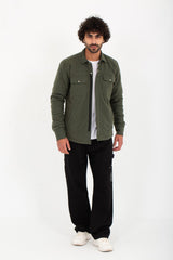 Men's Regular Fit Padded Soft Wool Front Pockets Shirt