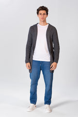 Men's Hooded Cotton Cardigan Pullover With Pockets