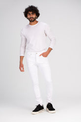 Men's Slim Fit Basic Jeans Pants With Unique Details Five Pockets White