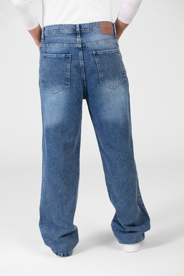 Men's Wide Leg Jeans Pants With Front Button Closure