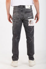 Men's Boyfriend Cutting Jeans Printed With Badge Tomato On The Back
