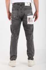 Men's Boyfriend Cutting Jeans Printed With Badge Tomato On The Back