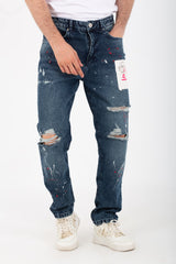 Men's Boyfriend Cutting Jeans Printed With Badge Tomato On The Back