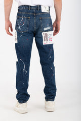 Men's Boyfriend Cutting Jeans Printed With Badge Tomato On The Back