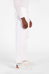 بنطلونات كتان سليم فيت رجالية بخصر مزود بحبل وجودة عالية مع جيوب