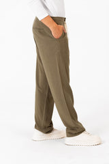 Men's Comfortable Linen basic Pants With A Drawstring In The Middle And Modern Basic Ssummer Ccolors
