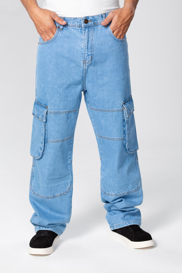 Men's Cargo Jeans Pants With Side Pockets
