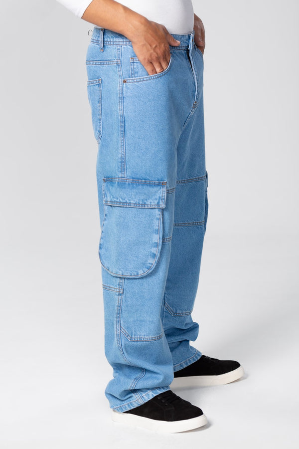 Men's Cargo Jeans Pants With Side Pockets