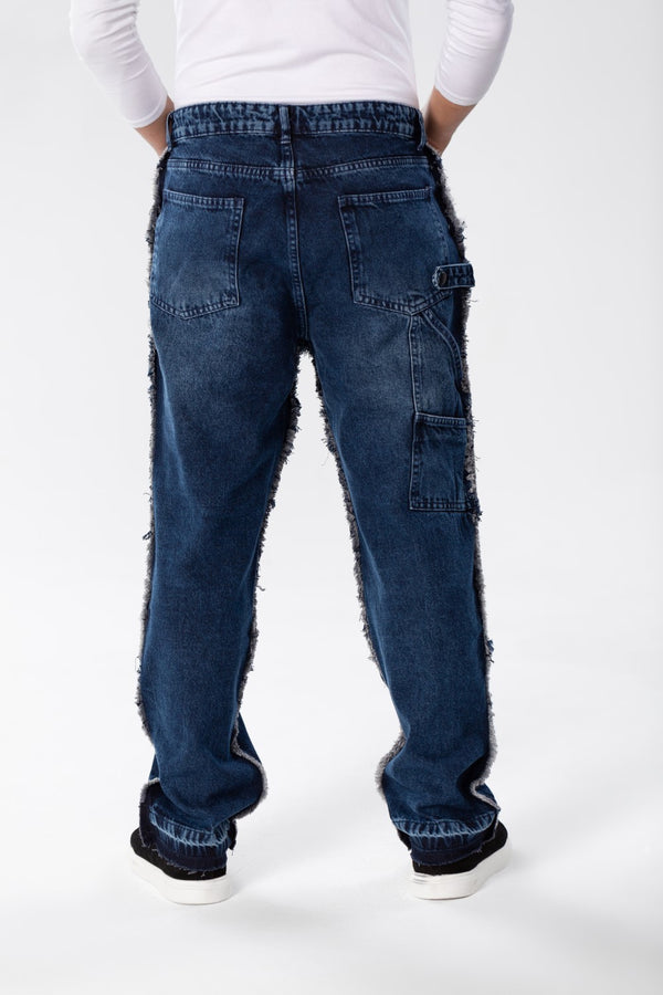 Men's Cargo Jeans Pants With A Modern Print And Cut