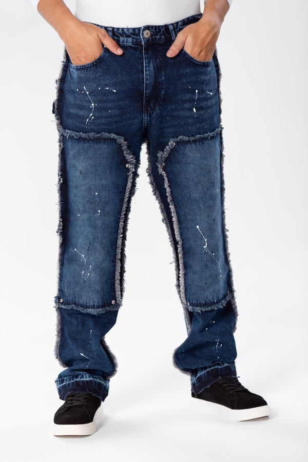Men's Cargo Jeans Pants With A Modern Print And Cut