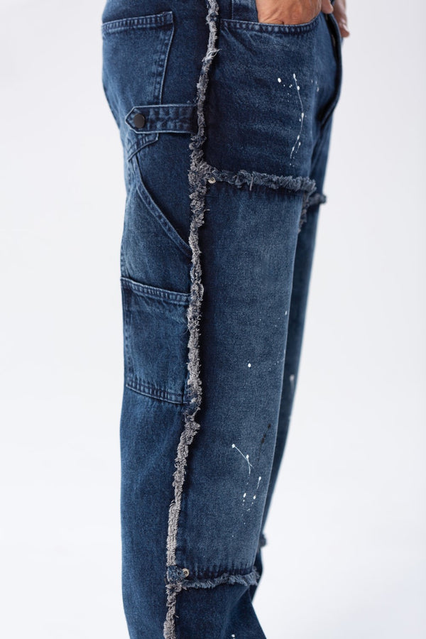 Men's Cargo Jeans Pants With A Modern Print And Cut