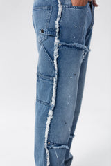 Men's Cargo Jeans Pants With A Modern Print And Cut