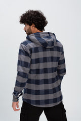 Men's Checked Regular Fit Padded Zipper Made Of Soft Wool Shirt