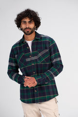 Men's Checked Soft Material Winter Front Pockets Shirt