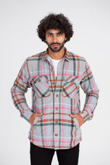 Men's Checked Regular Fit Front Pockets Full Zipper Made Of Soft Wool Side Pockets Padded Shirt