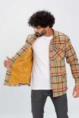 Men's Checked Regular Fit Front Pockets Full Zipper Wool Padded Shirt